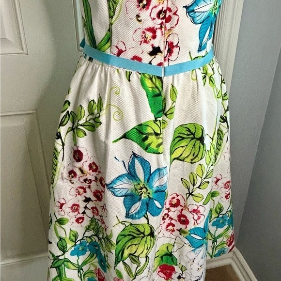 ❤️💚”David Meister” Strapless Floral Midi Dress w/Back Zipper Size 8🩵❤️ - Picture 6 of 11